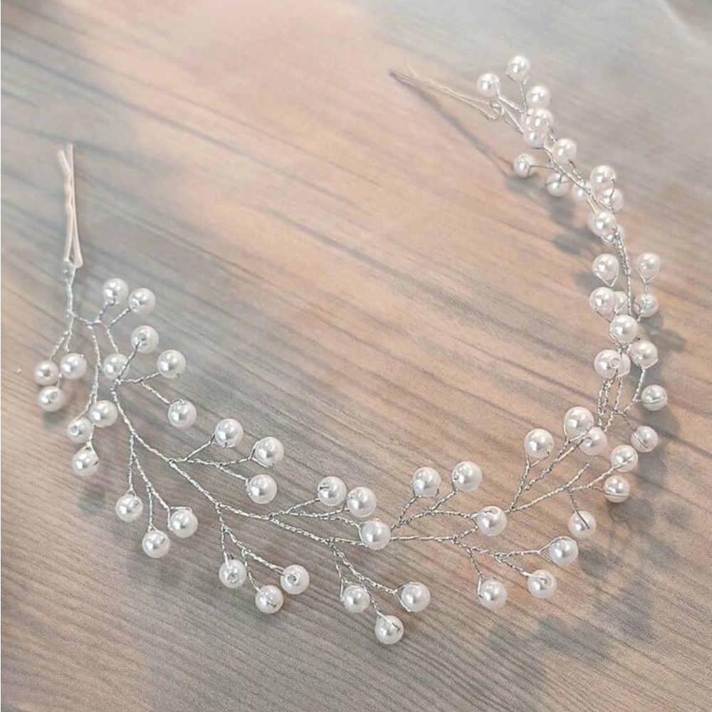 Silver Pearl Bridal Clip In Headpiece NEW 🏷️
